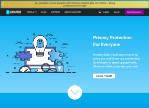 How ghostery.com looks like on a tablet such as an iPad.