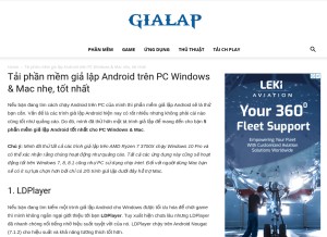 How gialap.com looks like on a tablet such as an iPad.