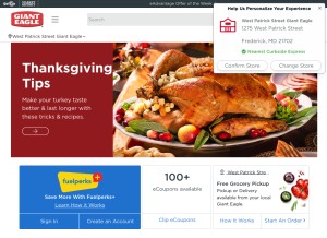 How gianteagle.com looks like on a tablet such as an iPad.