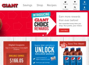 How giantfoodstores.com looks like on a tablet such as an iPad.