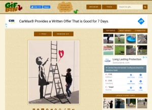 How gifbin.com looks like on a tablet such as an iPad.