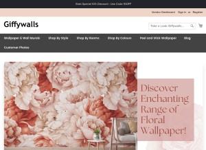 How giffywalls.co.uk looks like on a tablet such as an iPad.