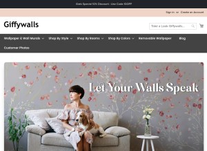How giffywalls.com.au looks like on a tablet such as an iPad.