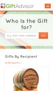 How giftadvisor.com looks like on a mobile device such as an iPhone.
