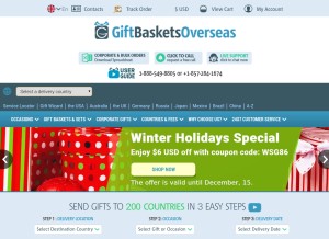 How giftbasketsoverseas.com looks like on a tablet such as an iPad.