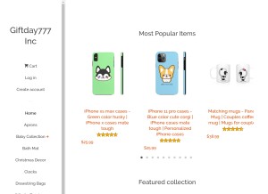 How giftday777.com looks like on a tablet such as an iPad.