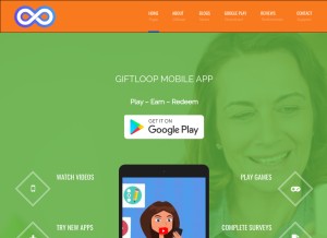 How giftloop.co looks like on a tablet such as an iPad.