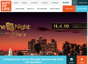 How giftoflife.org looks like on a tablet such as an iPad.