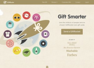 How giftrocket.com looks like on a tablet such as an iPad.