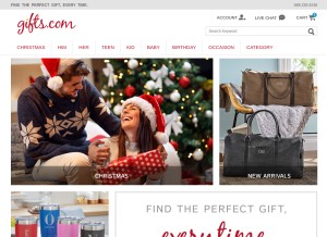 How gifts.com looks like on a tablet such as an iPad.