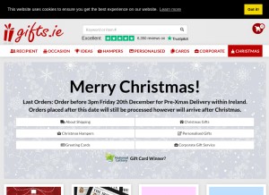 How gifts.ie looks like on a tablet such as an iPad.
