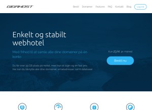 How gigahost.dk looks like on a tablet such as an iPad.