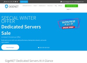 How gigenet.com looks like on a tablet such as an iPad.