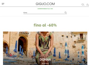 How giglio.com looks like on a tablet such as an iPad.