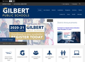 How gilbertschools.net looks like on a tablet such as an iPad.