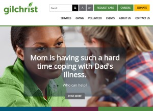 How gilchristcares.org looks like on a tablet such as an iPad.