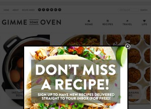 How gimmesomeoven.com looks like on a tablet such as an iPad.
