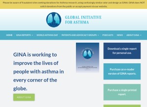How ginasthma.org looks like on a tablet such as an iPad.