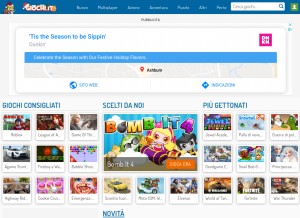 How giochi.it looks like on a tablet such as an iPad.