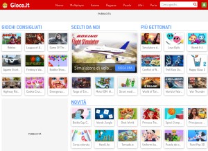 How gioco.it looks like on a tablet such as an iPad.