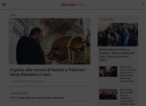 How giornalettismo.com looks like on a tablet such as an iPad.