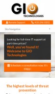 How giotechnologies.com looks like on a mobile device such as an iPhone.