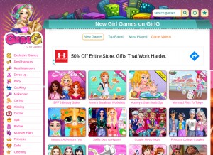 How girlg.com looks like on a tablet such as an iPad.