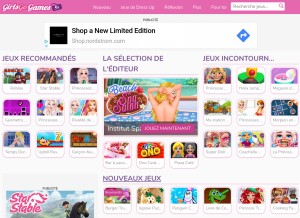How girlsgogames.fr looks like on a tablet such as an iPad.