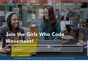 How girlswhocode.com looks like on a tablet such as an iPad.