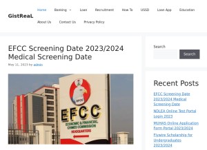 How gistreal.com.ng looks like on a tablet such as an iPad.