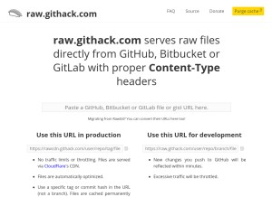 How githack.com looks like on a tablet such as an iPad.
