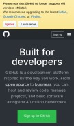 How github.com looks like on a mobile device such as an iPhone.