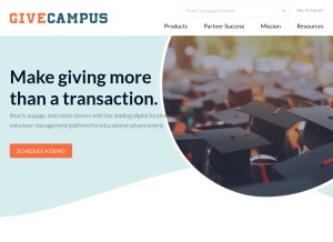 How givecampus.com looks like on a tablet such as an iPad.