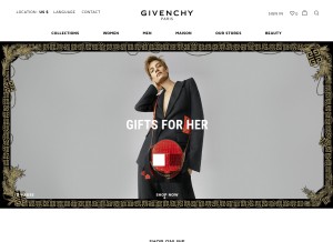 How givenchy.com looks like on a tablet such as an iPad.