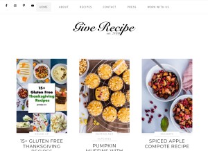 How giverecipe.com looks like on a tablet such as an iPad.