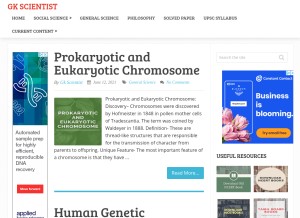 How gkscientist.com looks like on a tablet such as an iPad.