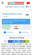 How gktoday.in looks like on a mobile device such as an iPhone.