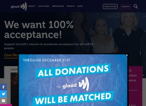 How glaad.org looks like on a tablet such as an iPad.