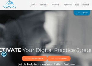 How glacial.com looks like on a tablet such as an iPad.