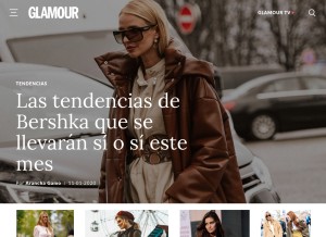 How glamour.es looks like on a tablet such as an iPad.