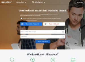 How glassdoor.at looks like on a tablet such as an iPad.