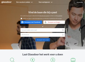 How glassdoor.be looks like on a tablet such as an iPad.