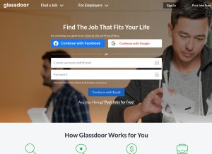 How glassdoor.ca looks like on a tablet such as an iPad.