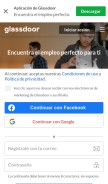 How glassdoor.es looks like on a mobile device such as an iPhone.