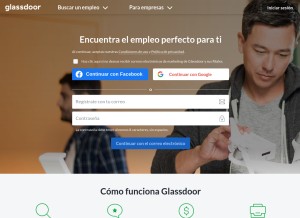 How glassdoor.es looks like on a tablet such as an iPad.
