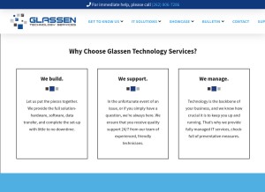 How glassen.net looks like on a tablet such as an iPad.