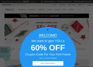 How glassesusa.com looks like on a tablet such as an iPad.