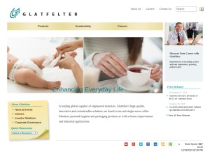 How glatfelter.com looks like on a tablet such as an iPad.