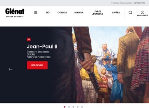 How glenat.com looks like on a tablet such as an iPad.