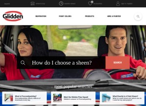 How glidden.com looks like on a tablet such as an iPad.